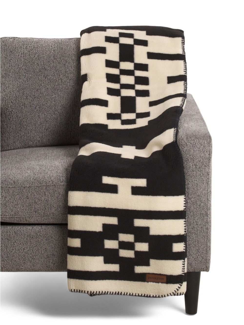 Pendleton Berber Black & Cream Geometric Throw Blanket 50”x70”